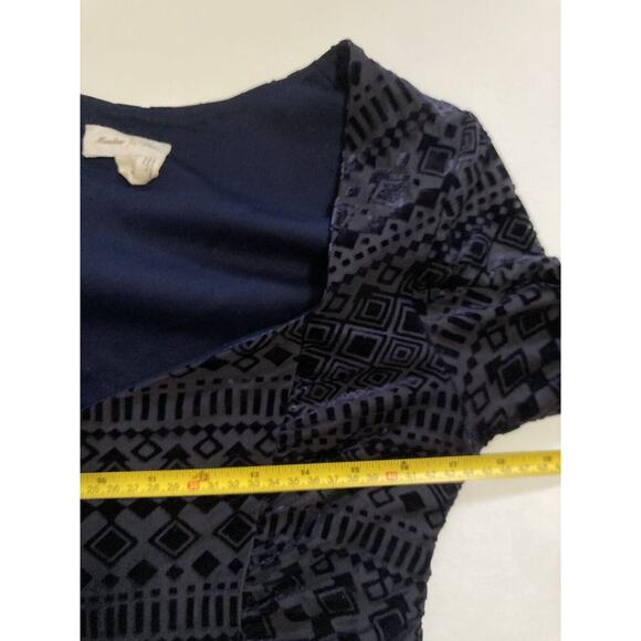 Anthropologie Meadow Rue Size Medium Midnight Blue Lined Velvet Dress A Line - Picture 6 of 8